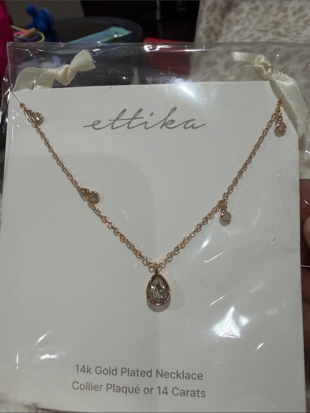 ettika 14k Gold Plated Teardrop Crystal Necklace